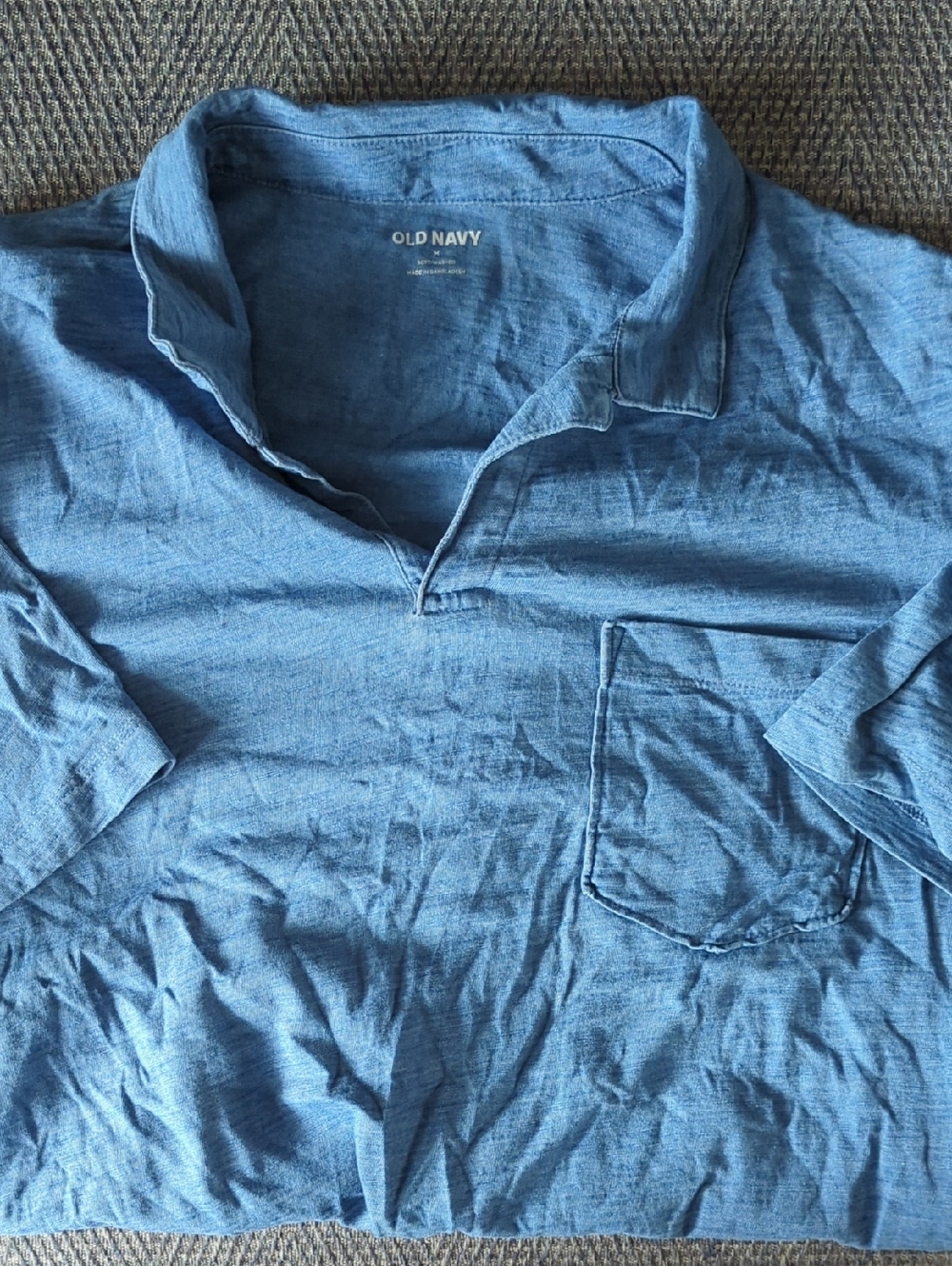 Old Navy Men's Light Blue Short-Sleeve Polo with Chest Pocket